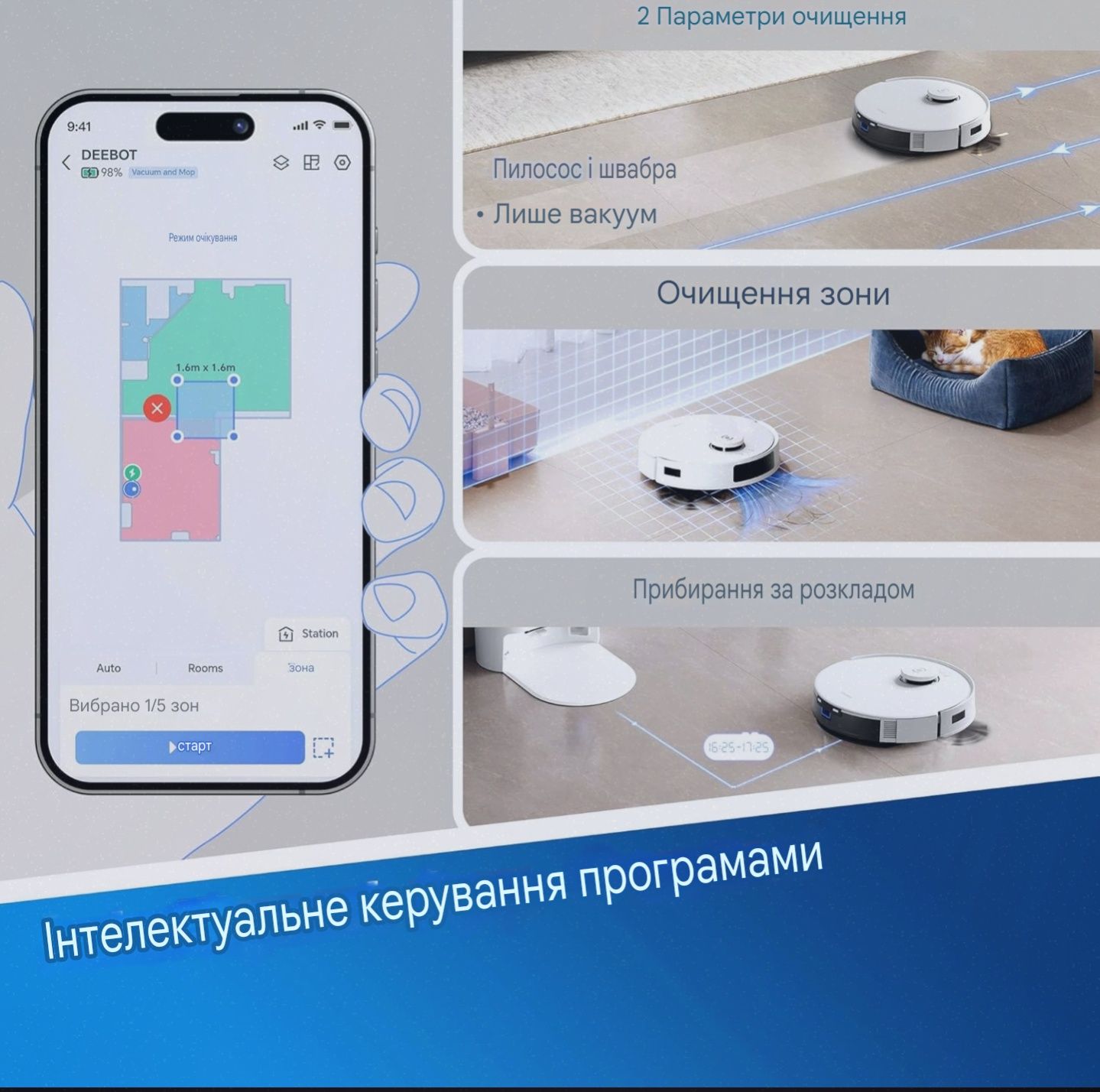 Робот пилосос зі станцією Deebot n20e миючий