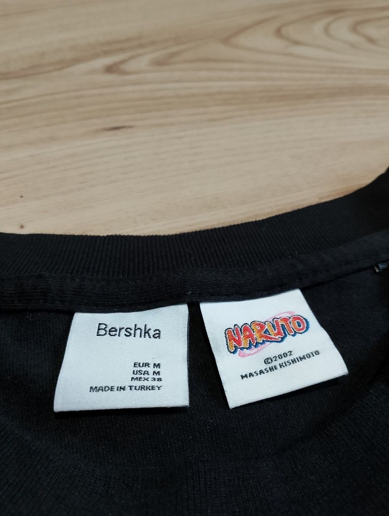 Czarna Koszulka Bershka x Naruto Sasuke vs Naruto
