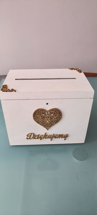 Ślubny zestaw - pudło na pieniądze i pudełko na obrączki plus gratisy