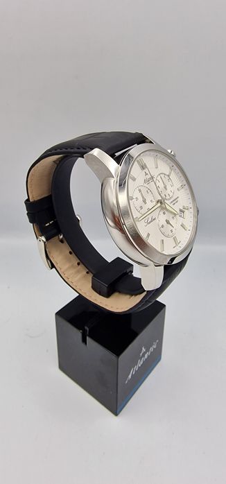Wielki Atlantic Sealine Chronograph Black&White - szafir - skóra Swiss