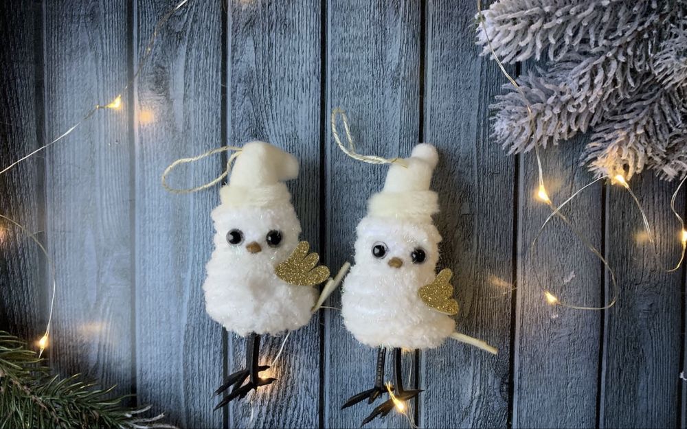 Декор різдво  підвіска Горобчик 13 см з золотом