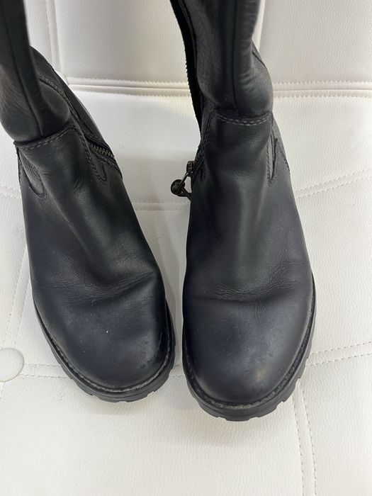 TIMBERLAND чорні високі жіночі брендові чоботи на низькому каблуку 36