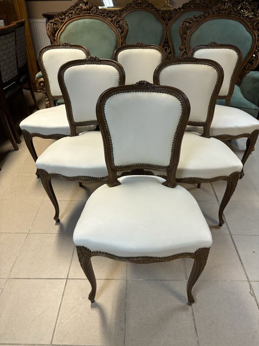 Krzesła Stylowe Skóra Nowa Tapicerka Ludwik 6 sztuk Zestaw Komplet