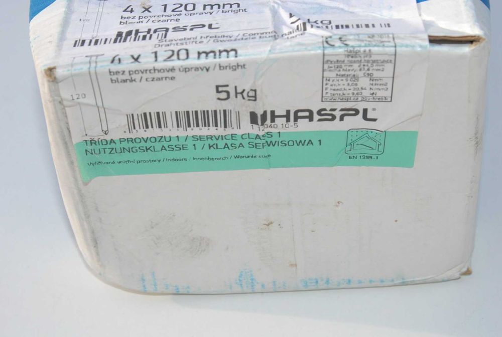 Haspl gwoździe budowlane 4 x 120 mm, czarne 5 kg