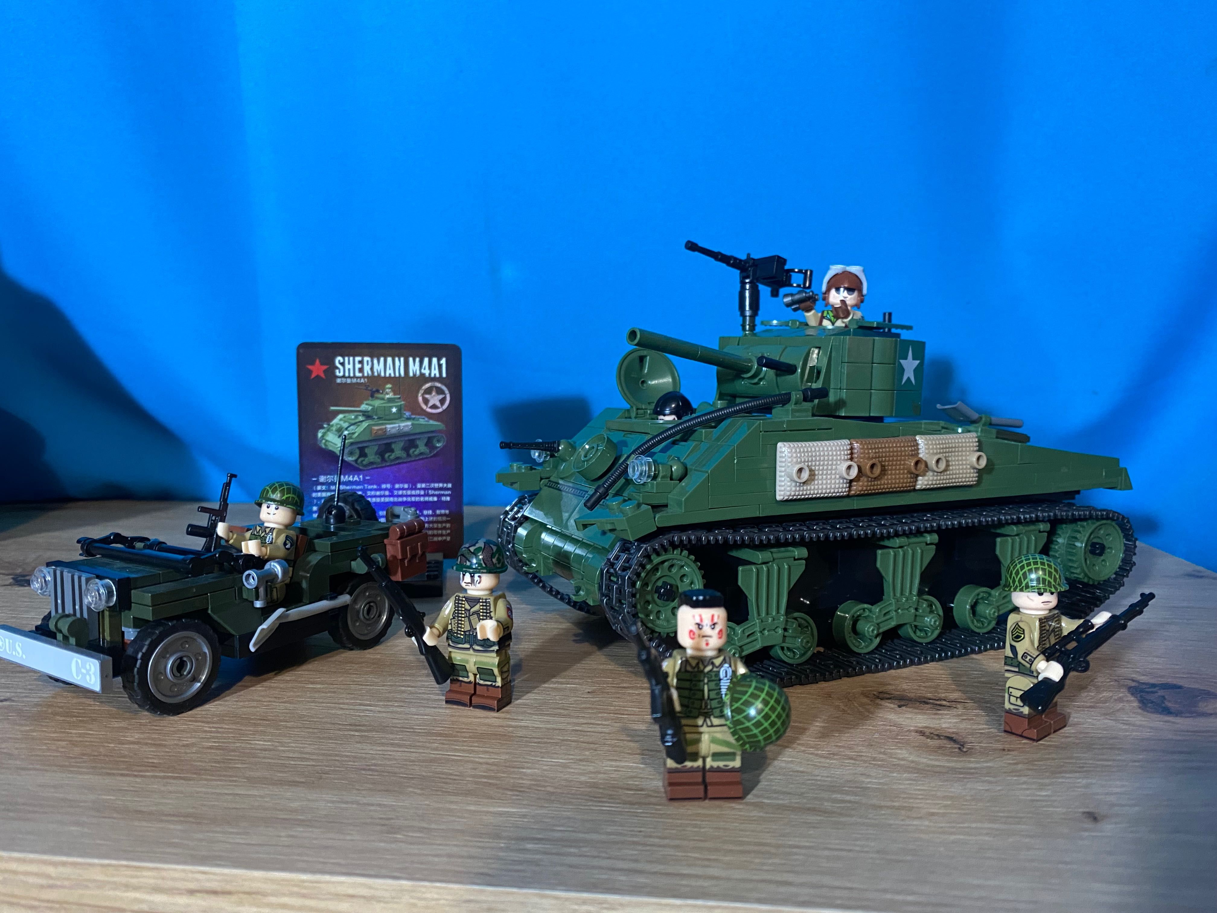 Lego WW2 - Tanque Sherman e Jeep Willys + figuras