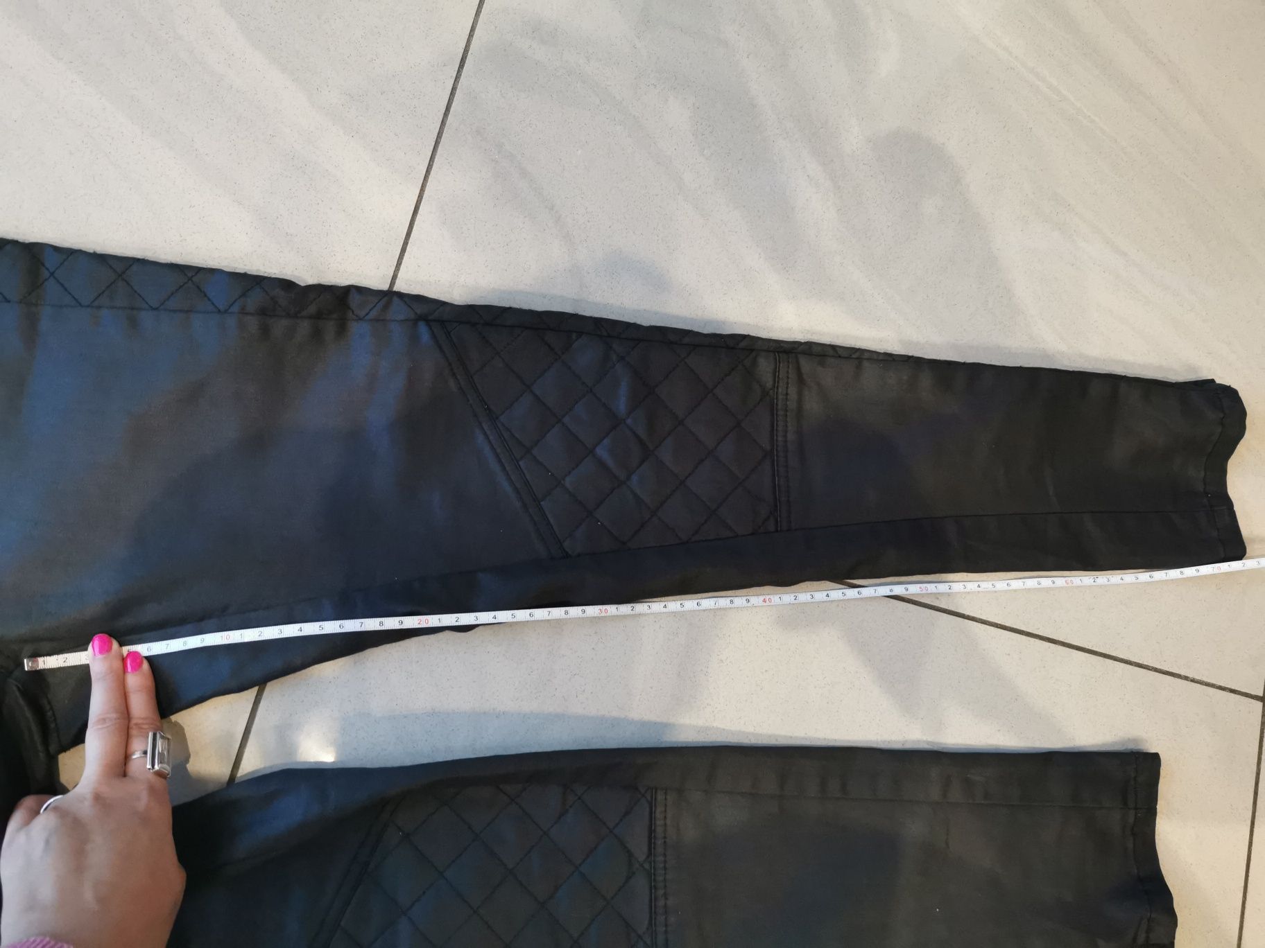Spodnie rurki Chollin Cropp połyskujące z lycrą S 36 zamki zipy bikery