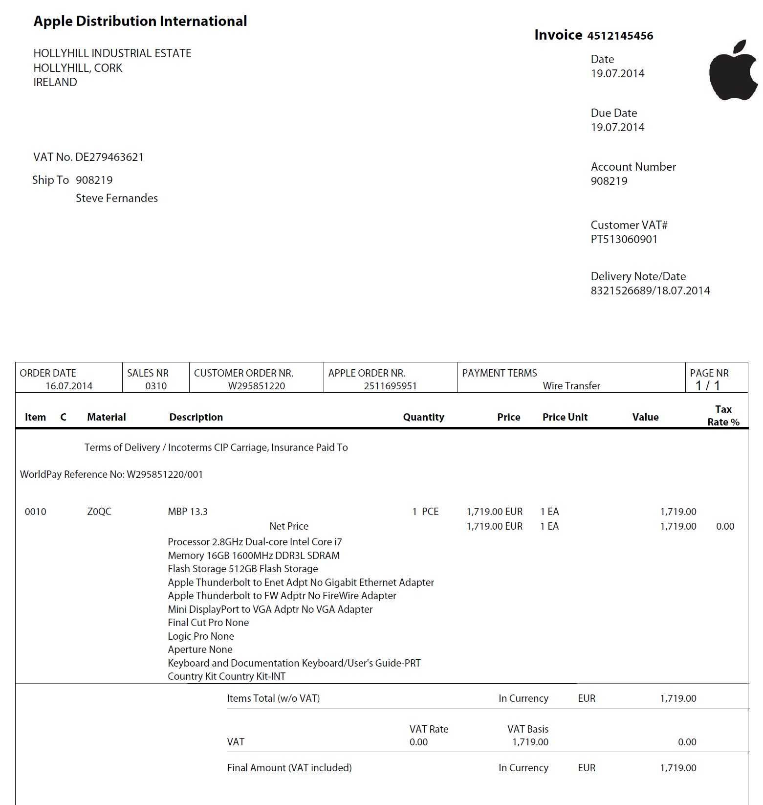 MacBook Pro 13" Retina - Intel i7 - 16Gb - SSD 500Gb - TROCO iPhone 15