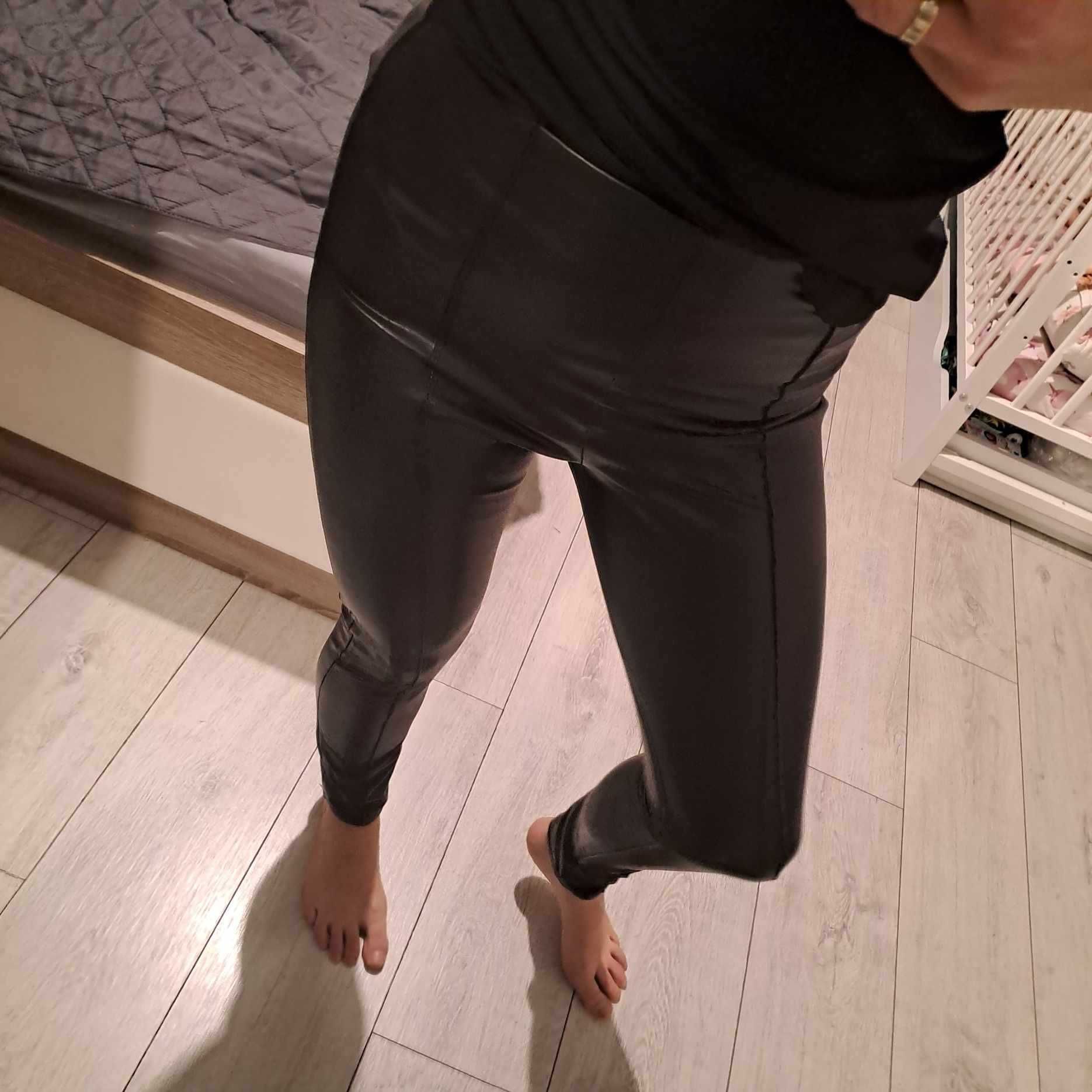 Nowe damskie lateksowe skórzane spodnie ala zara S