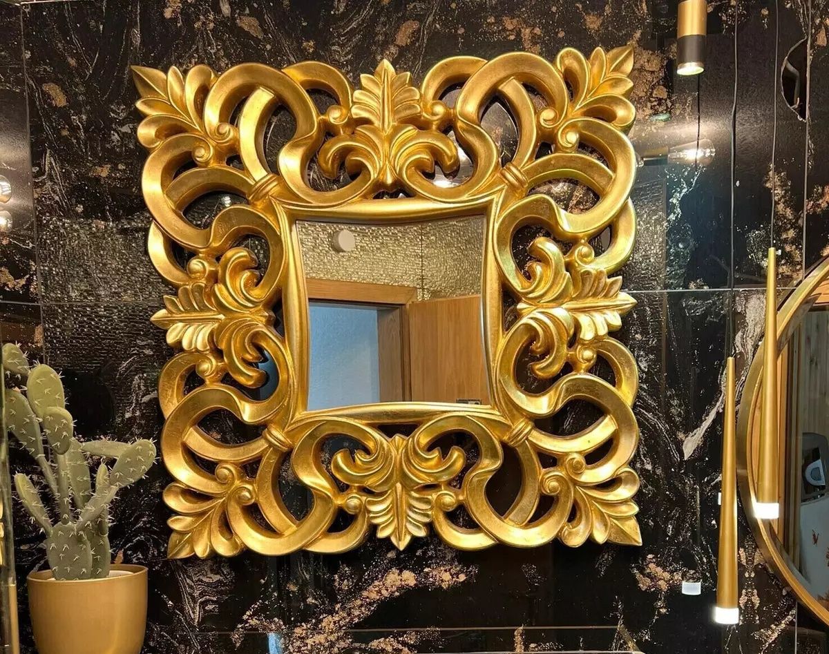 Lustro ścienne stylowe w złotej ramie Glamour 100cm x 100cm