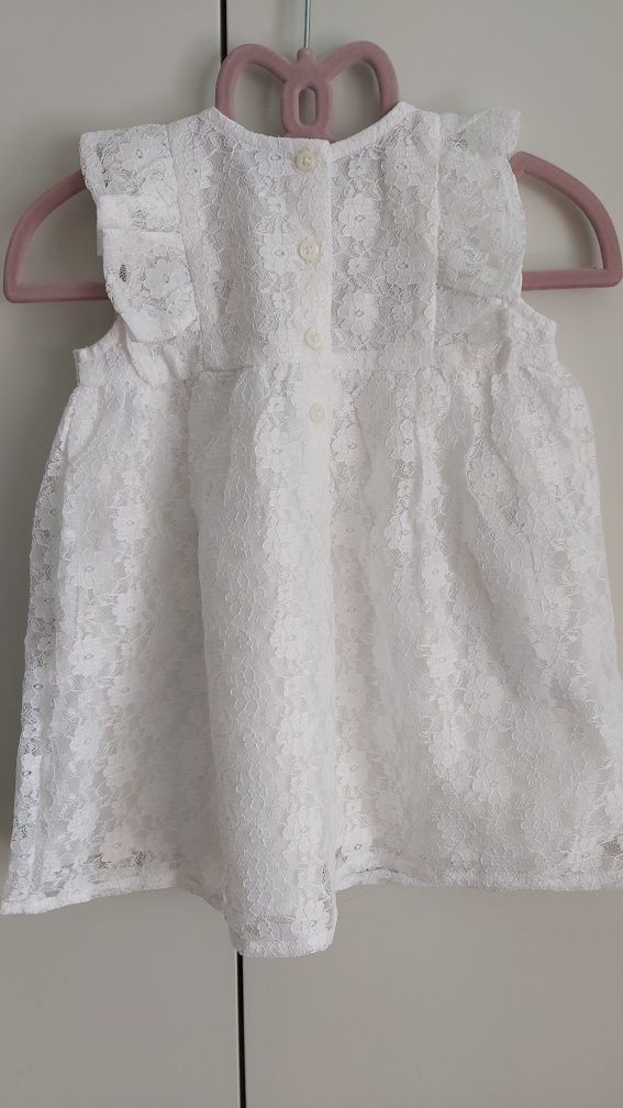 Vestido menina renda branco 9/12M