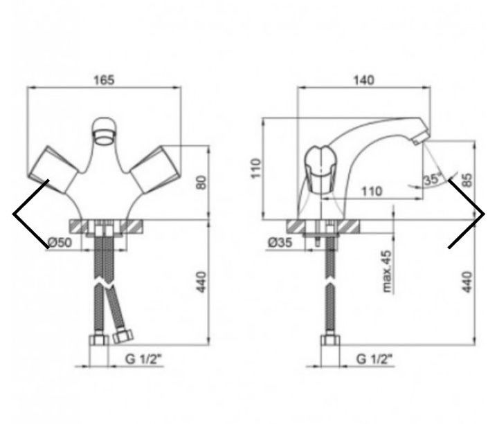 Смеситель для умывальника QT Mix CRM 161 латунный