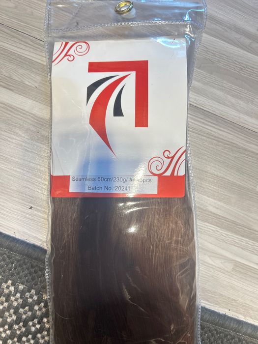 Włosy naturalne 60 cm bezszwowe clip in 230 g średni braz