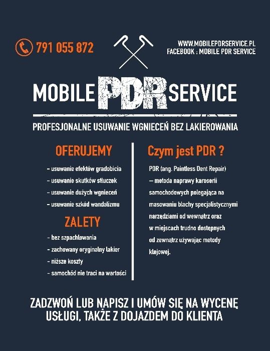 usuwanie wgnieceń bez lakierowania - Mobile PDR Service