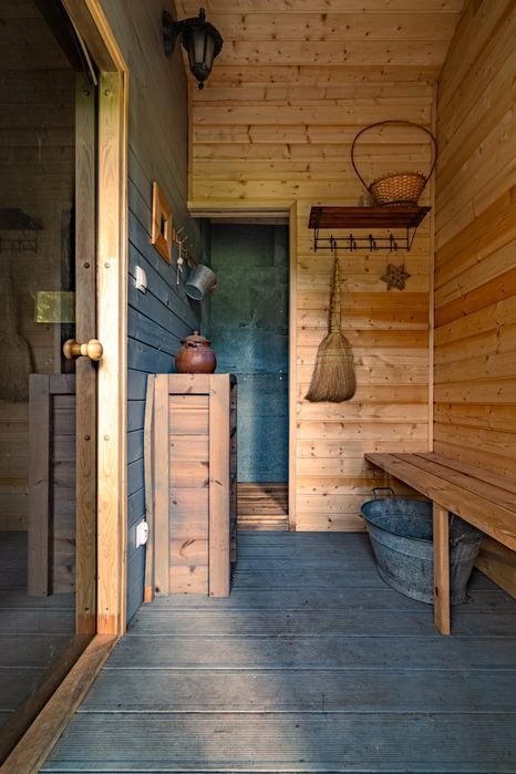 Domek domki sauna kominek nad rzeką Wkra