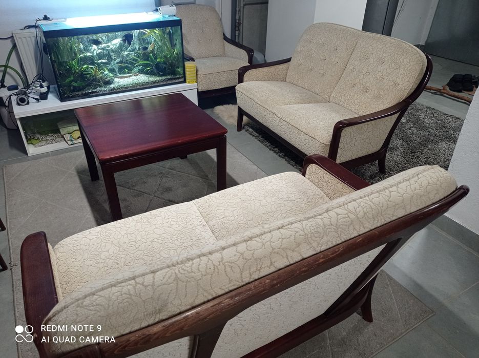 Komplet wypoczynkowy fotel+kanapy+stolik