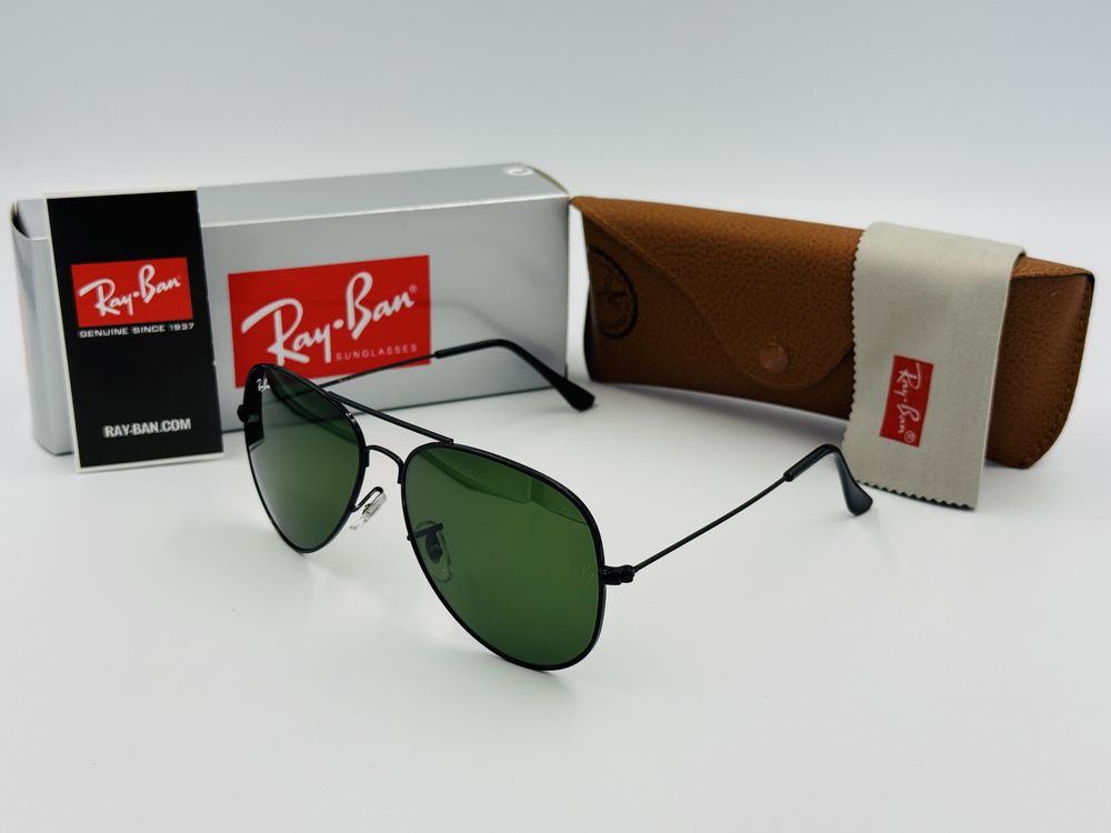 Солнцезащитные очки Ray Ban Aviator Metal 3026 Black-Green 62мм стекло