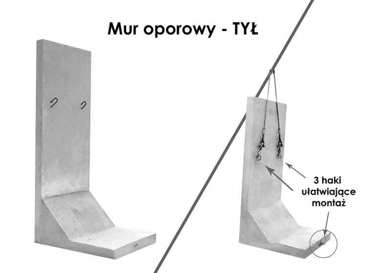 Murek betonowy - 250x100x12x120 - Murki prefabrykowane - Mury oporowe