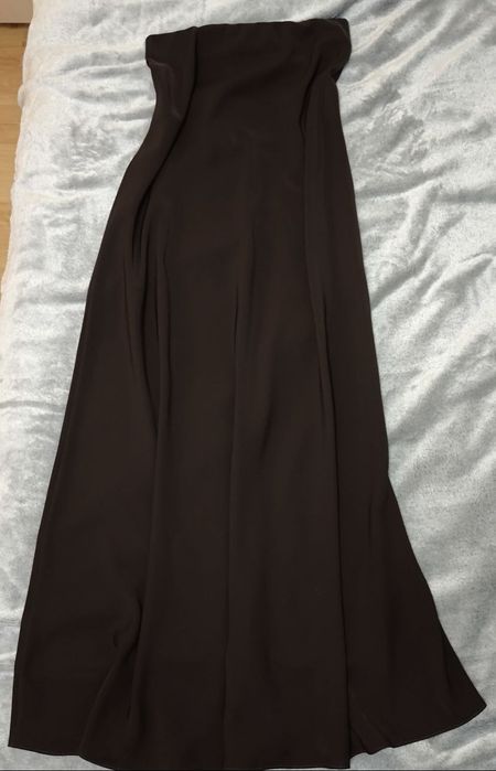 Спідниця атласна шовкова на гумці. Колір: шоколад. Довжина: максі. S