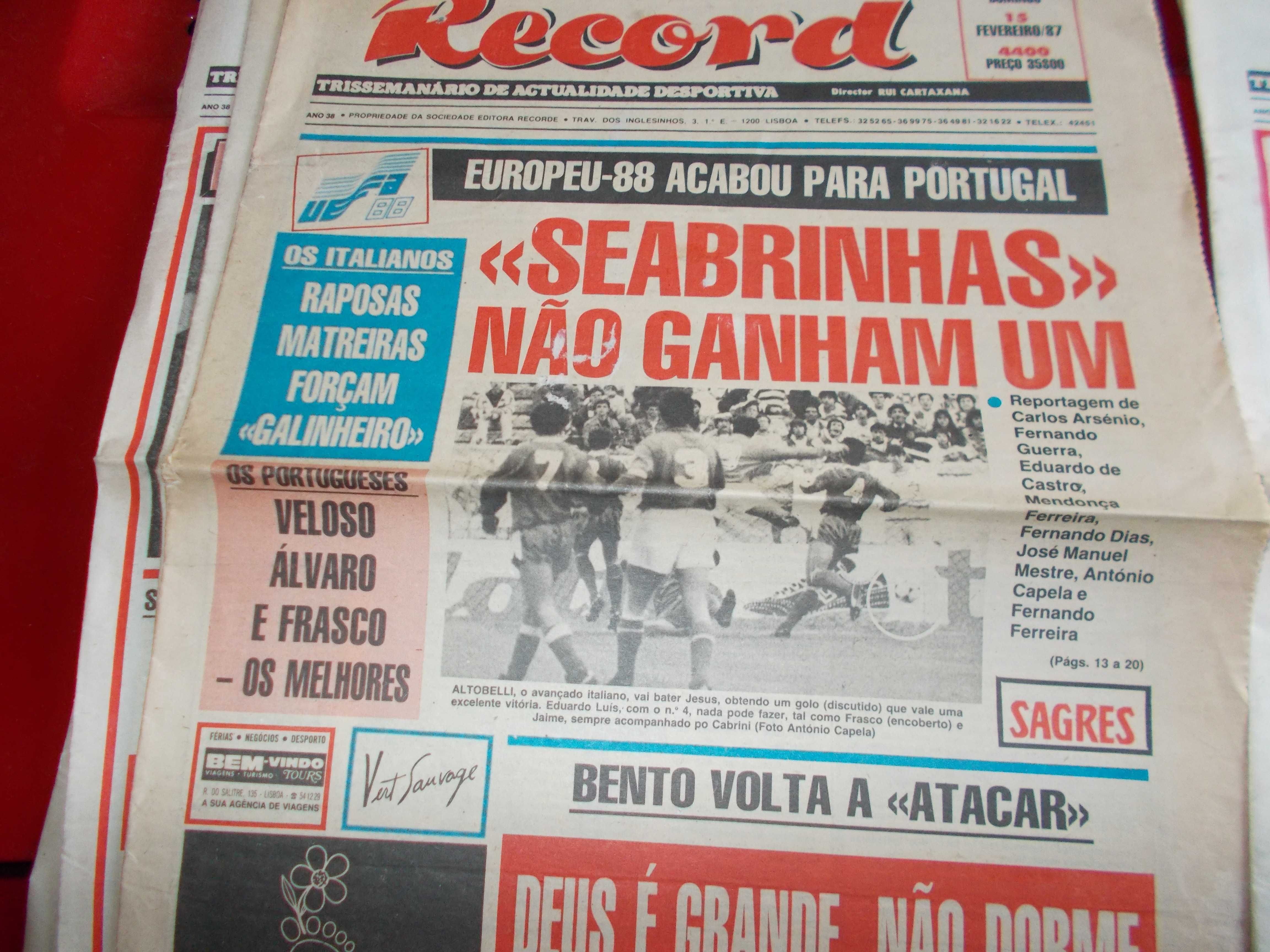 12 capas jornal Record 1987 .