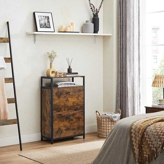 Nowa Szafka na Buty 60x30x130 cm Vintage Brązowo Czarny Regał