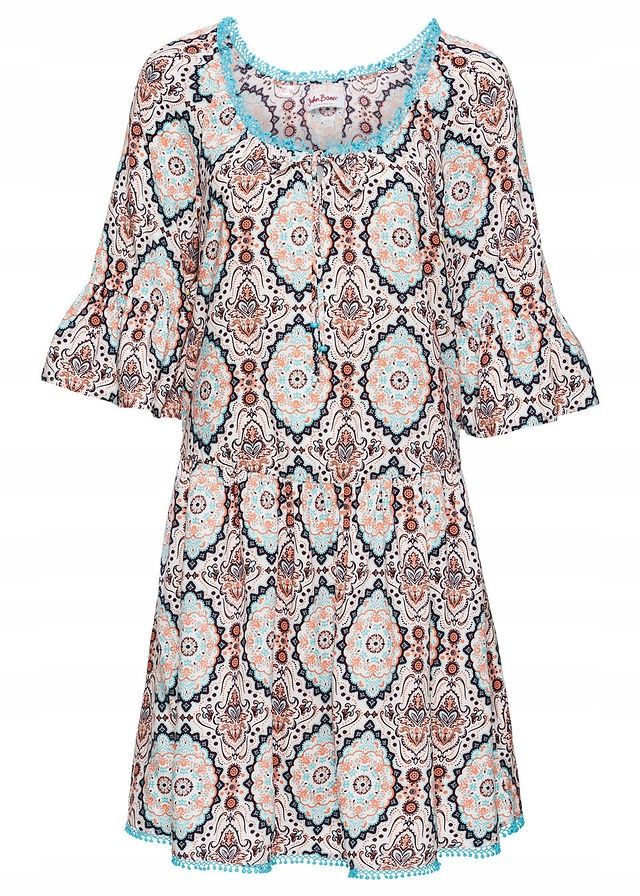 B.P.C boho sukienka carmen z nadrukiem r.42