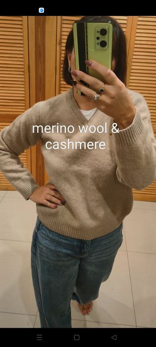 Sweter merino wool i kaszmir beżowy M