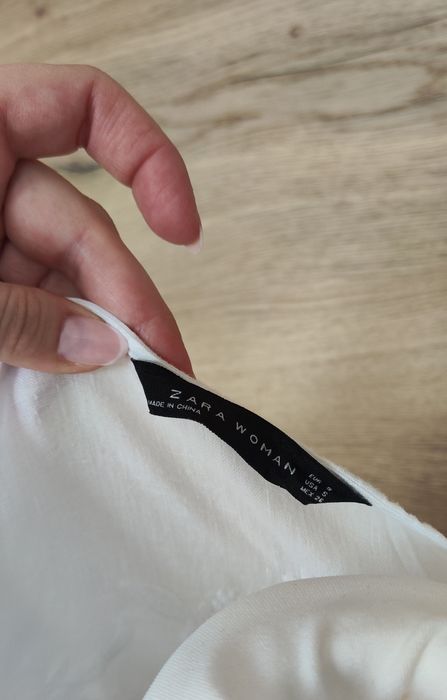 Lniana bluzka z krótkim rękawem haft róże Zara S