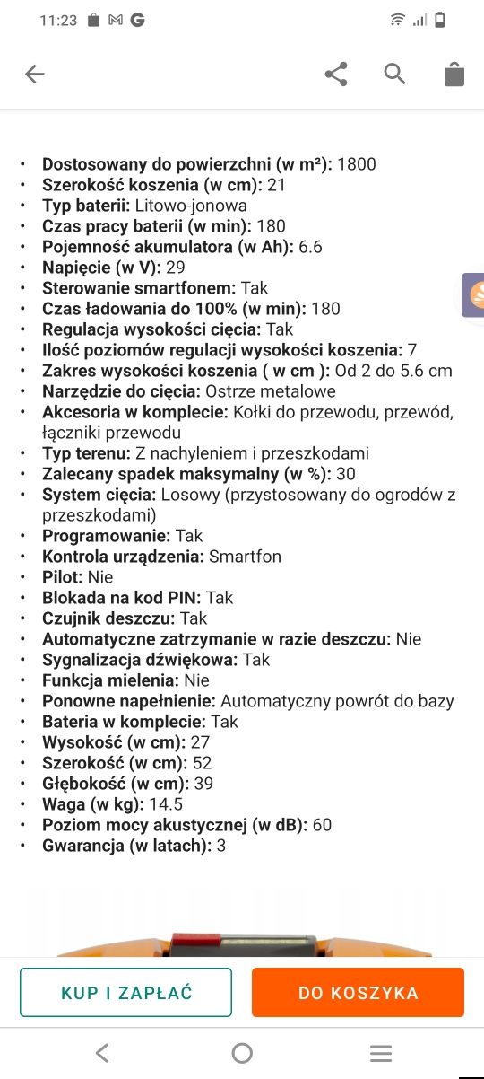 Robot koszący automatyczna kosiarka