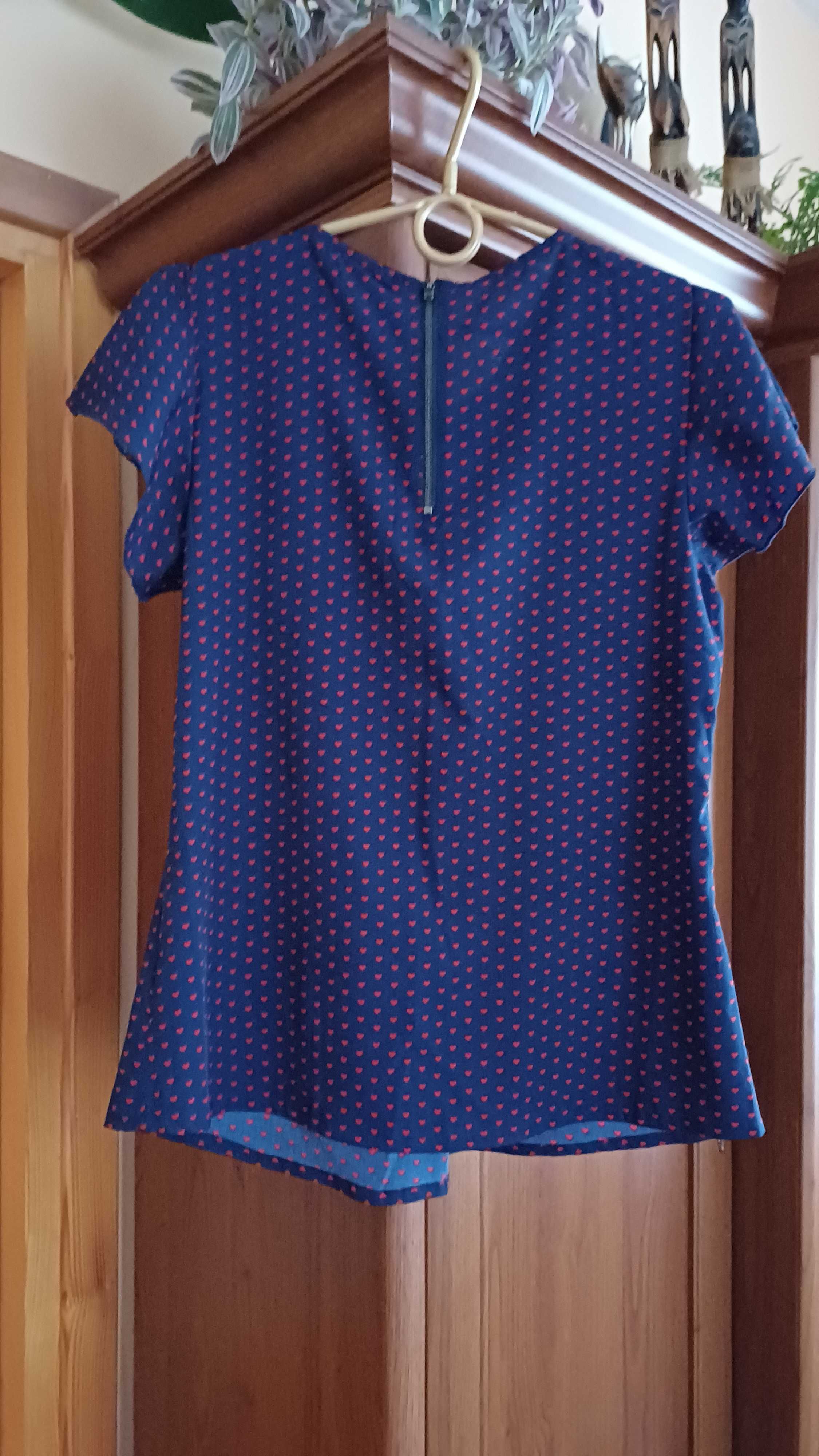 Granatowa bluzeczka DUNNES w serduszka r. 38 (M)