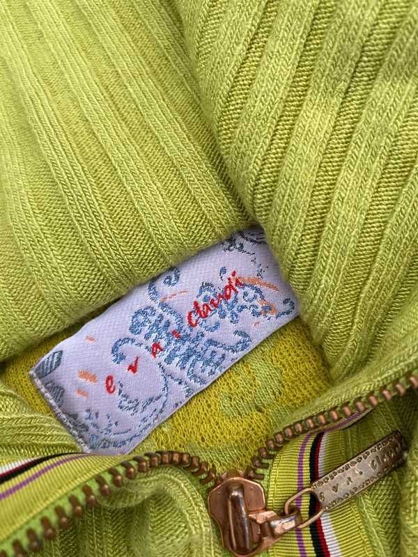Bluza damska rozpinana golf Eva & claudi Avant Garde zielony grunge XL