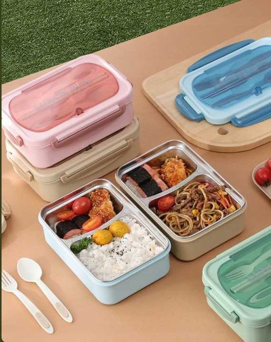 Nowy Duży LunchBox Śniadaniówka Pojemnik 1L, 3 Przegrody Wybór Koloru