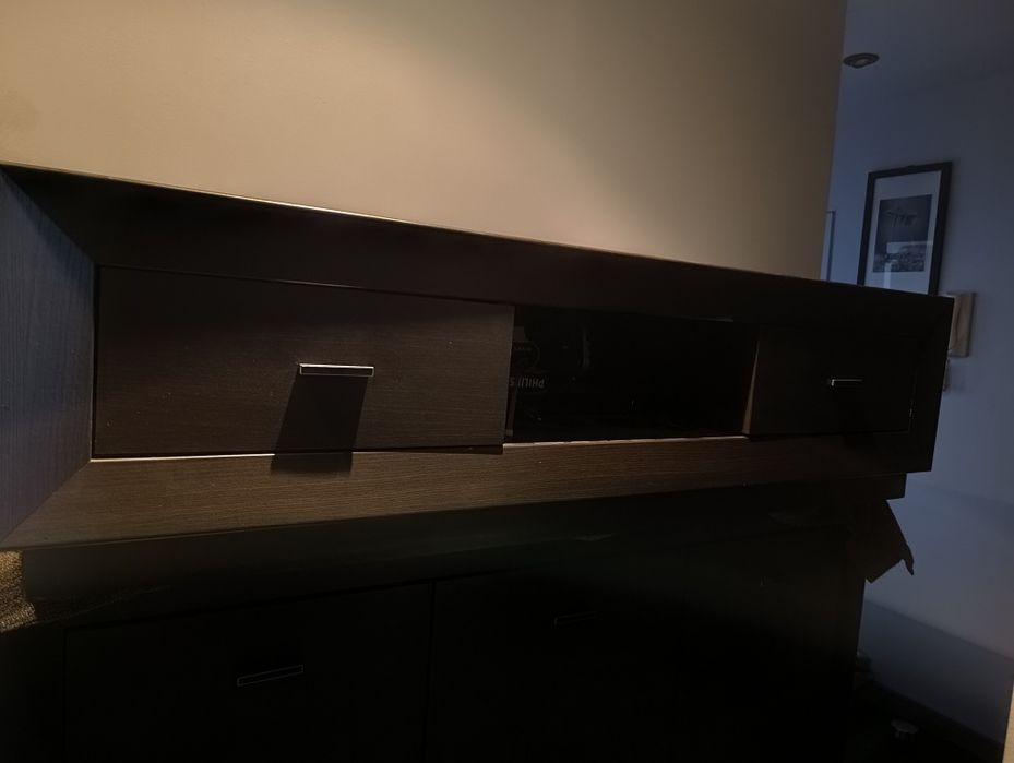 Meble BRW wenge witryna, komoda z barkiem, ława, szafka pod telewizor