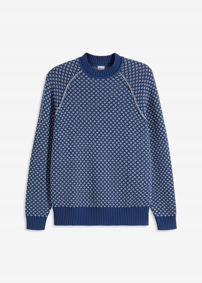B.P.C niebieski sweter męski we wzory r.XXL