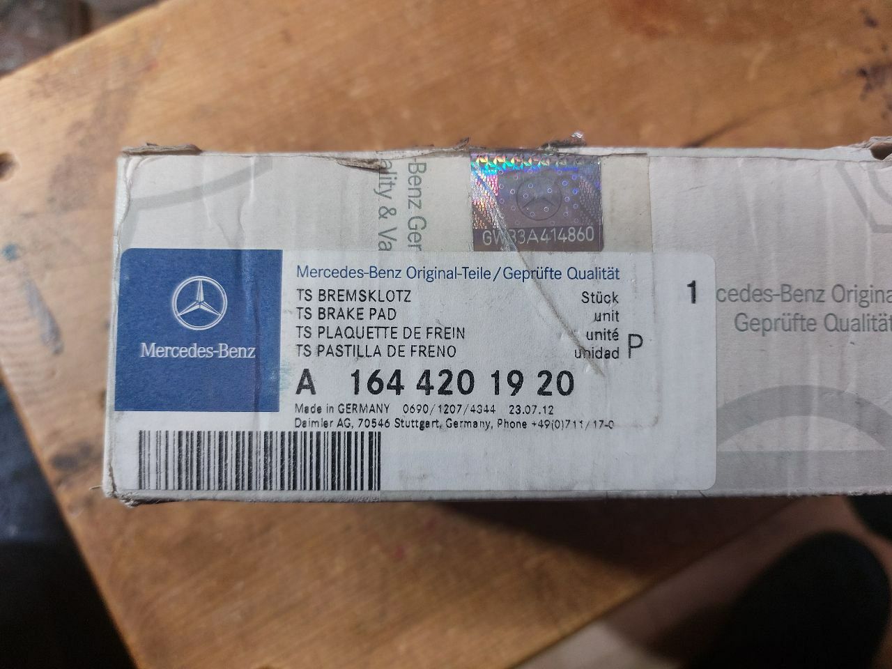 Tормозные колодки задние Mercedes