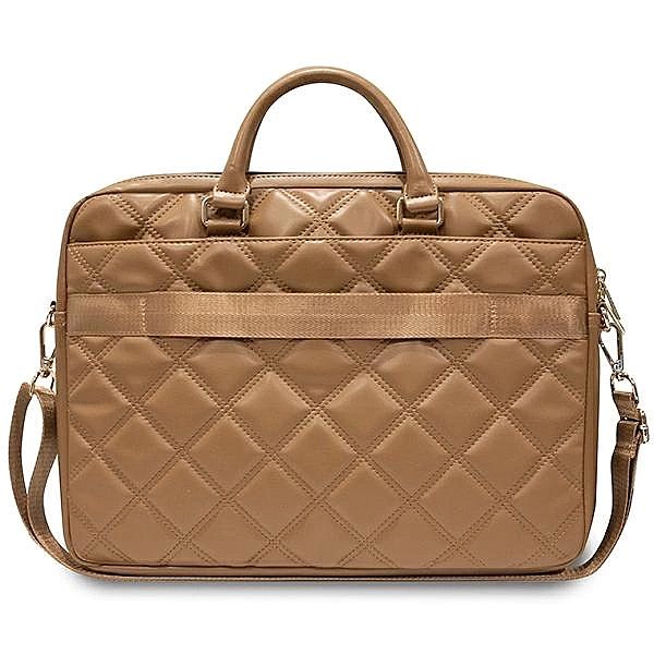 Torba Guess Quilted 4G na laptopa 16" - brązowa