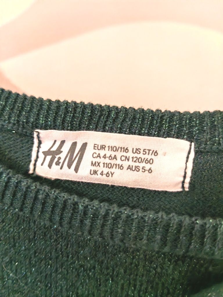 Vestido malha verde escuro H&M menina 4-6 anos