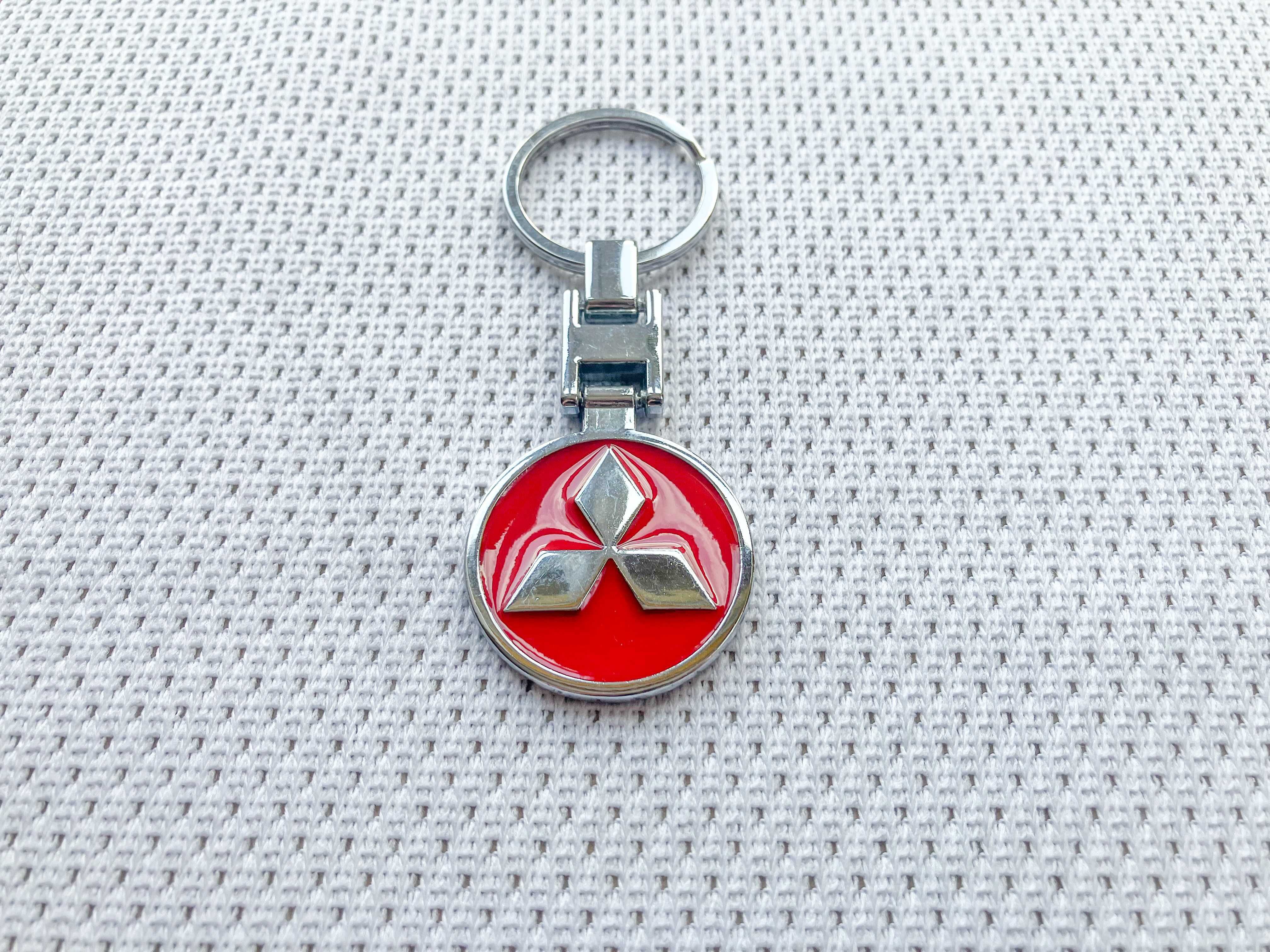 Metalowy Brelok do kluczy samochodowych Mitsubishi srebrny emblemat!