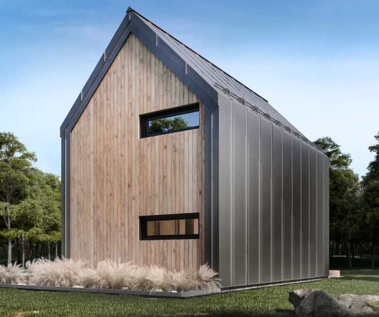 Konstrukcja szkieletowa C-24 domu typu stodoła 80 m2 z podcieniem