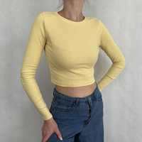 Crop top damski żółty cytrynowy krótka bluzka basic prążkowana