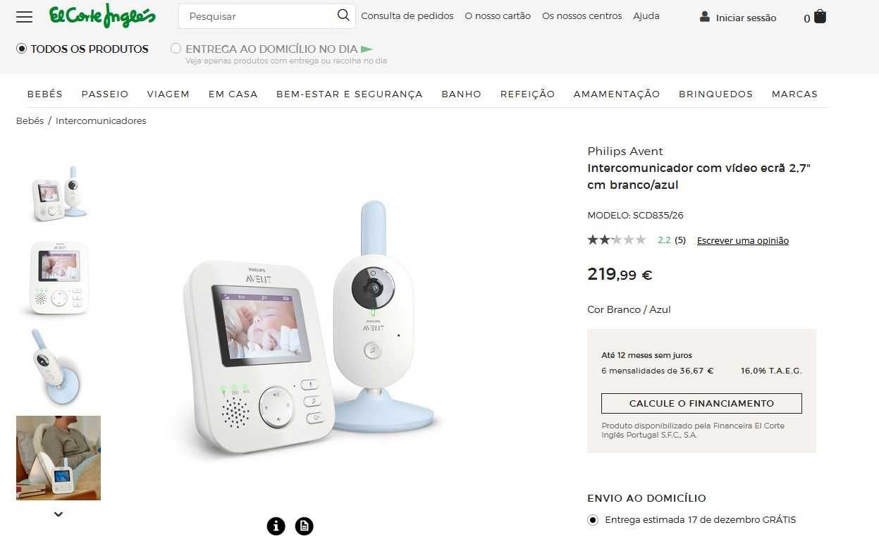 Philips Avent Baby Monitor SCD835 Monitor de Bebé de Vídeo Digital