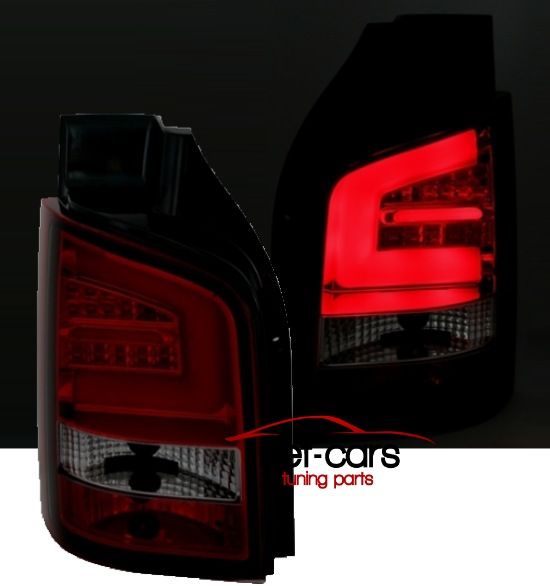 Lampy tylne tył VW T5 LIFT 09- LED Diodowe LIGHTBAR czerwono dymione