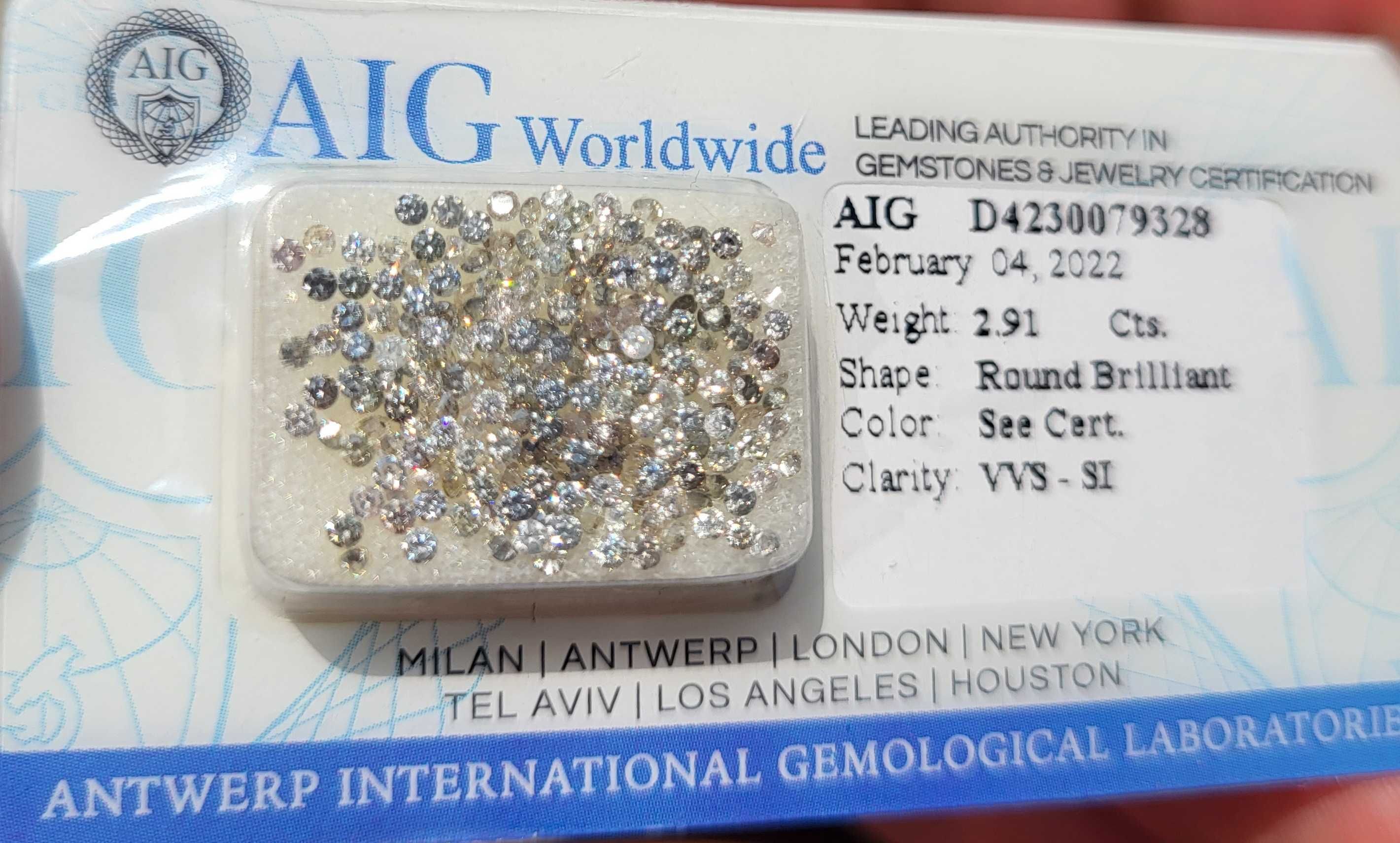 Brylanty, diamenty 214 sztuk, 2,91 Carat Certyfikat, Inwestycja TANIO