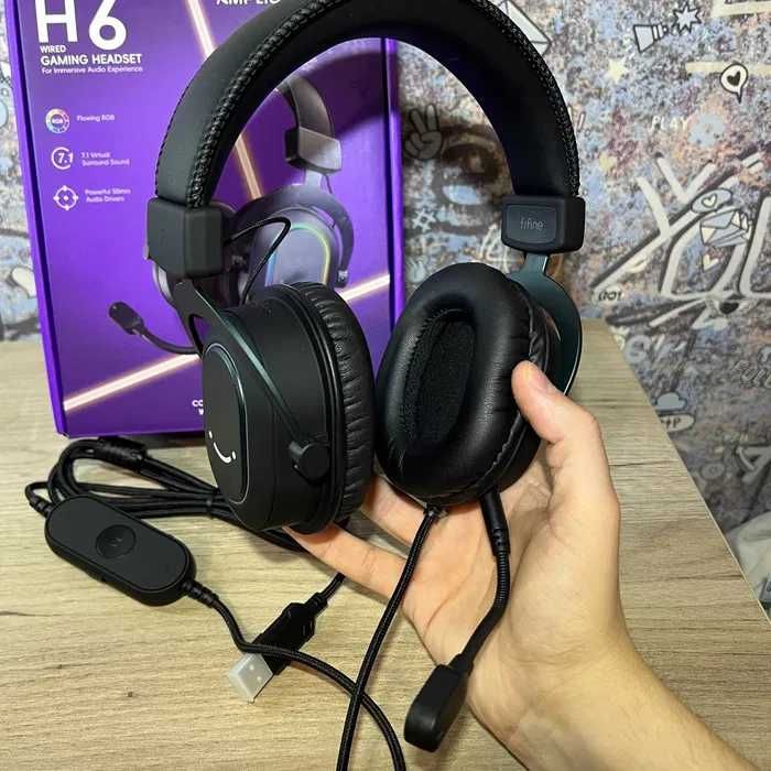 (НОВІ) FiFine H6 RGB | Геймерські навушники 7.1, USB