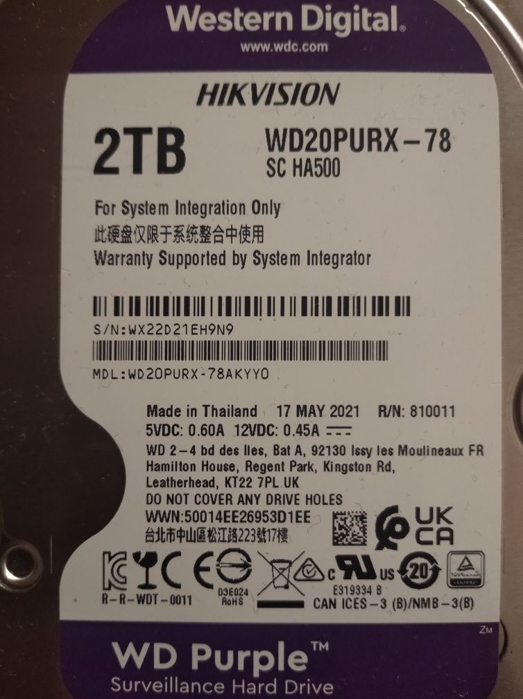 Продам HDD WD20PURX-78 нерабочий