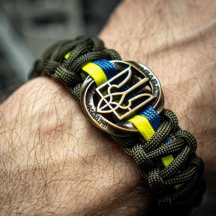 Чоловічий браслет з паракорду STRONG плетений з Гербом і Прапором