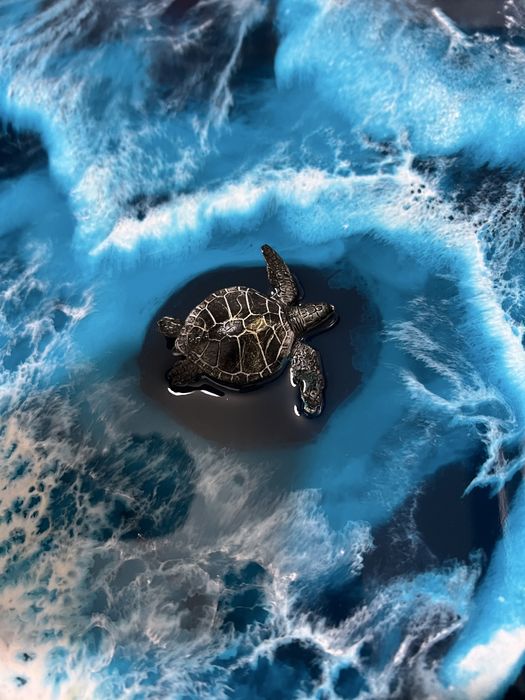 Ексклюзивний столик з епоксидної смоли Морський берег черепашка