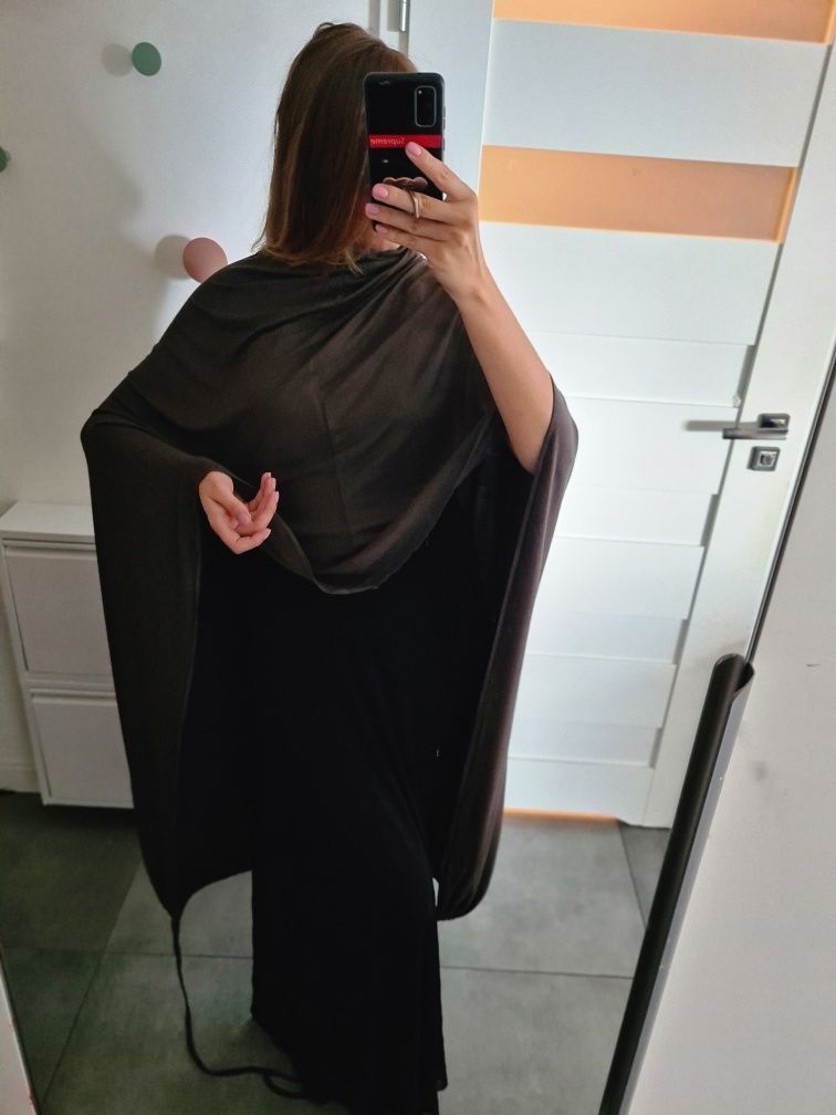Brązowa peleryna płaszcz narzuta dla czarownicy wiedźmy Halloween