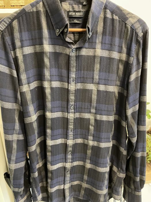 Camisa Antony Morato xadrez azul-cinza