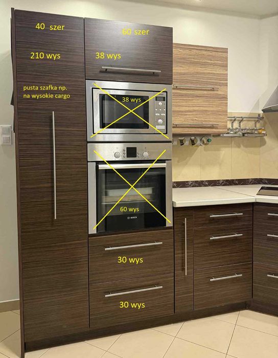 Meble kuchenne zebrano jasne i ciemne komplet bez agd