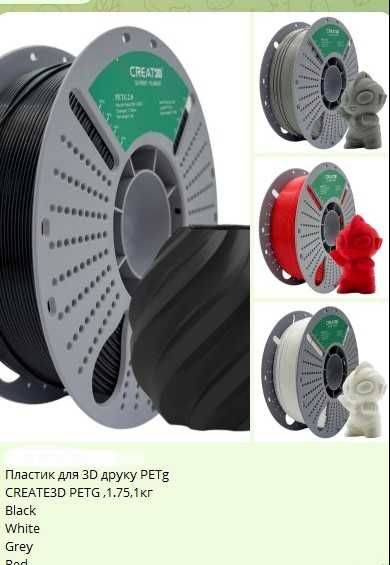 PETG пластик, Kingroon Filament для 3D принтера 1.75 , 1 кг,Black